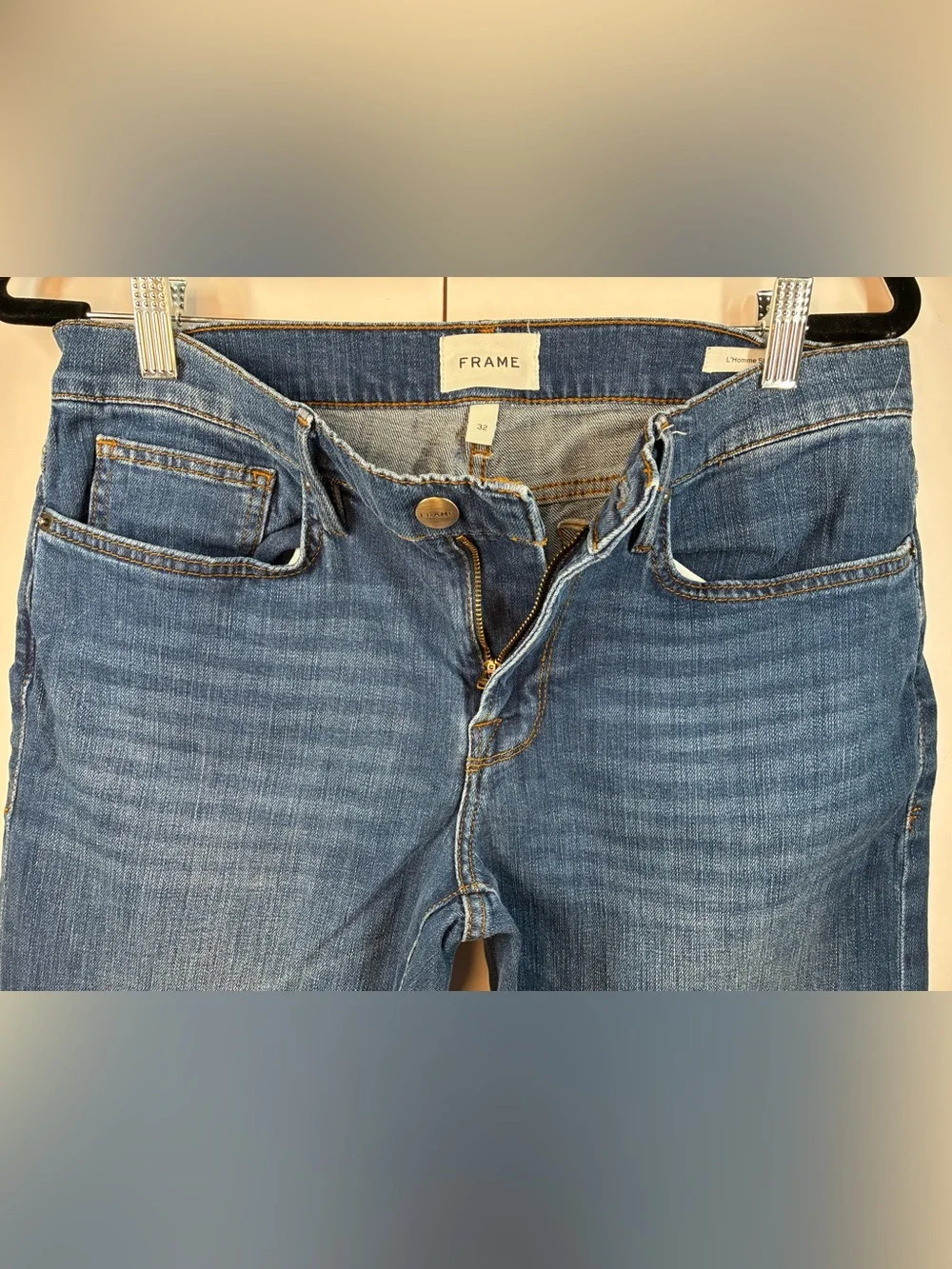 FRAME L'Homme Slim Jeans Men's Size 32 Verdugo Blue Stretch Denim LMH691